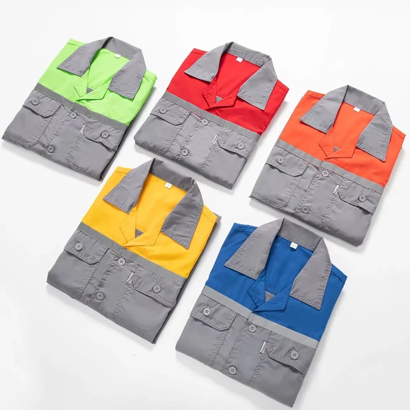 맞춤형 로고 작업복 상의 DIY 디자인 로고 남녀 공용 자동차 정비 및 청소용 얇은 작업복 다용도 포켓 셔츠