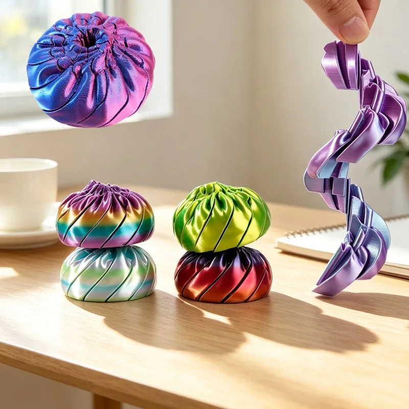 1/2 Pcs New 3D Printed Colorful Baozi Finger Decompression Toy Desktop Ornament Transformation Toy Easter Egg