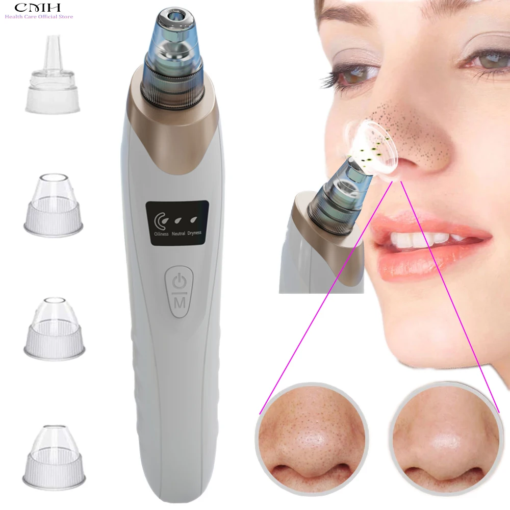 CMH 黒ずみ除去真空毛穴クリーナー マルチ吸引ヘッド 調整可能な吸引 USB 充電式ディープクレンジングスキンツール ギフト