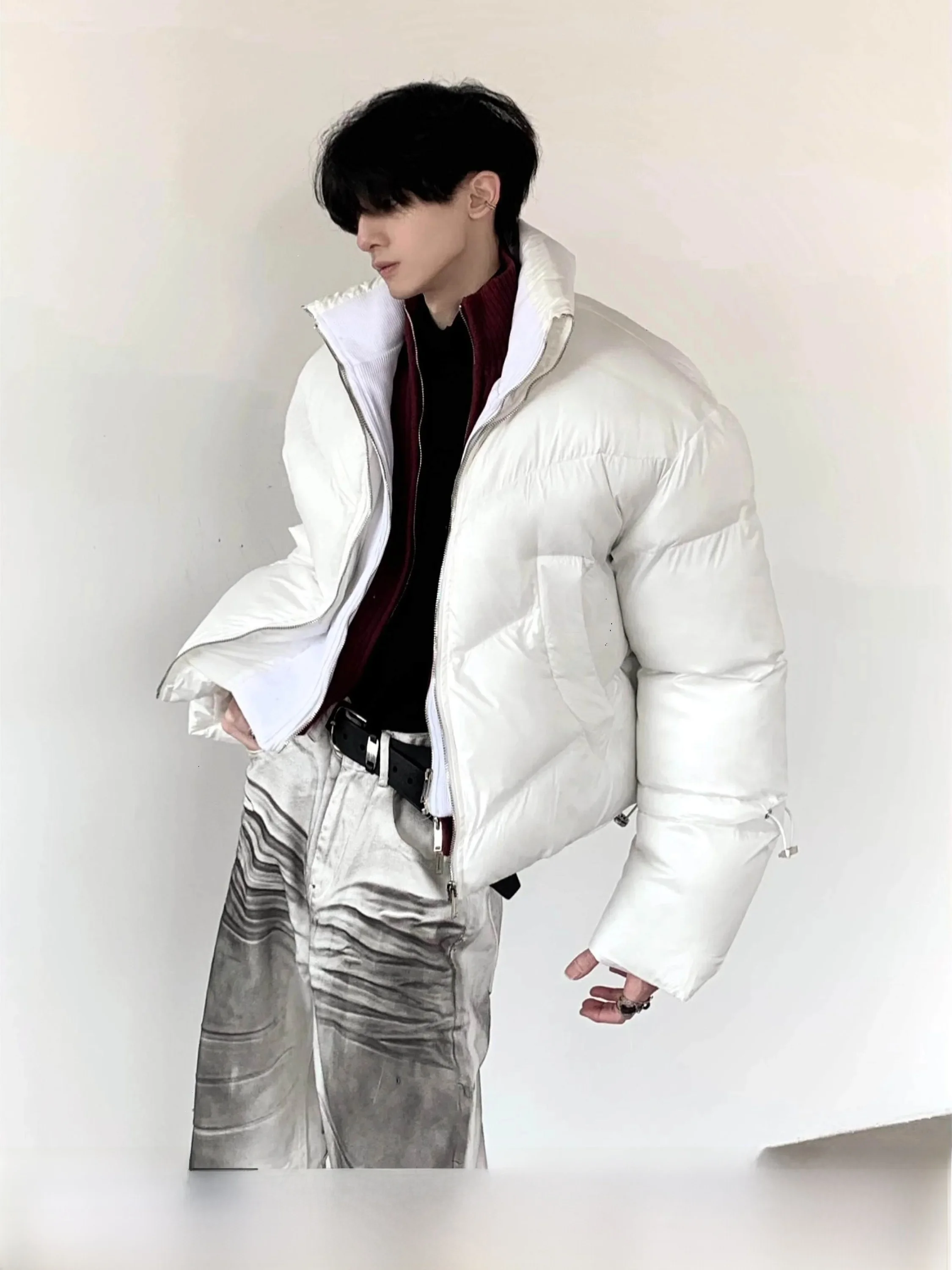 Autumn Mountain Wind Men's Thickened Winter Jacket Cleanfit White Cotton Flight Jacket Casual Loose Style Youth Popular