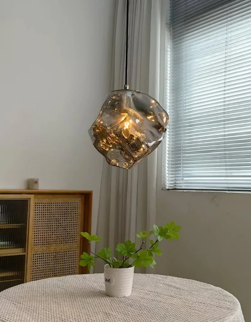 Ice Crystal Pendant Lamp Nordic Minimalism Bedside Restaurant Mirror Front Atmosphere Droplight Glass Stone Ceiling Chandelier