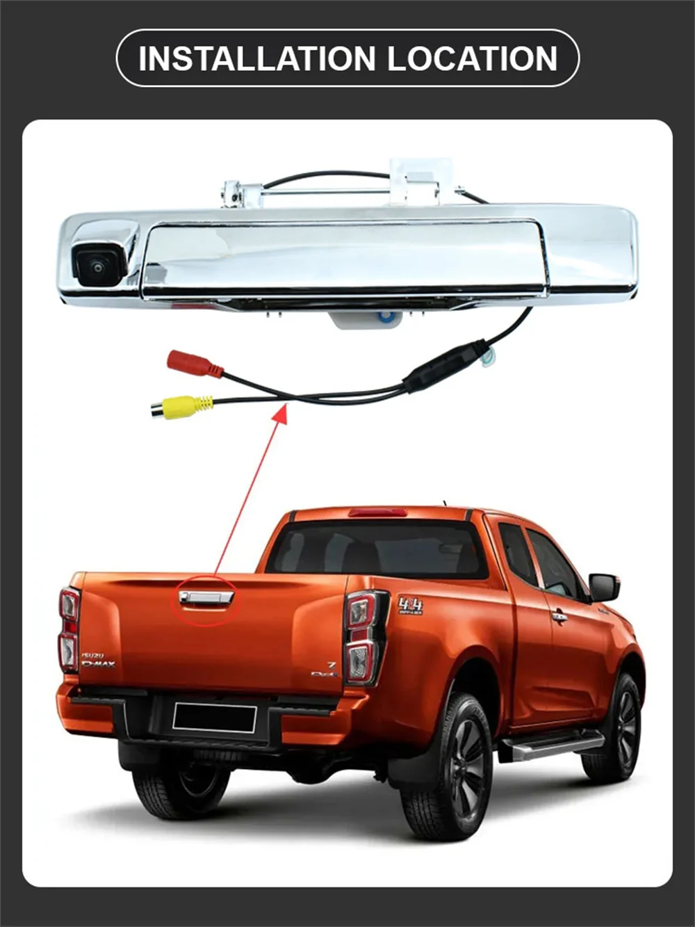 ل ايسوزو D-max Dmax 2019 2020 2021 2022 2023 سيارة عكس الكاميرا 1920*1080P AHD 170 °   كاميرا السيارة بمقبض صندوق الصوت