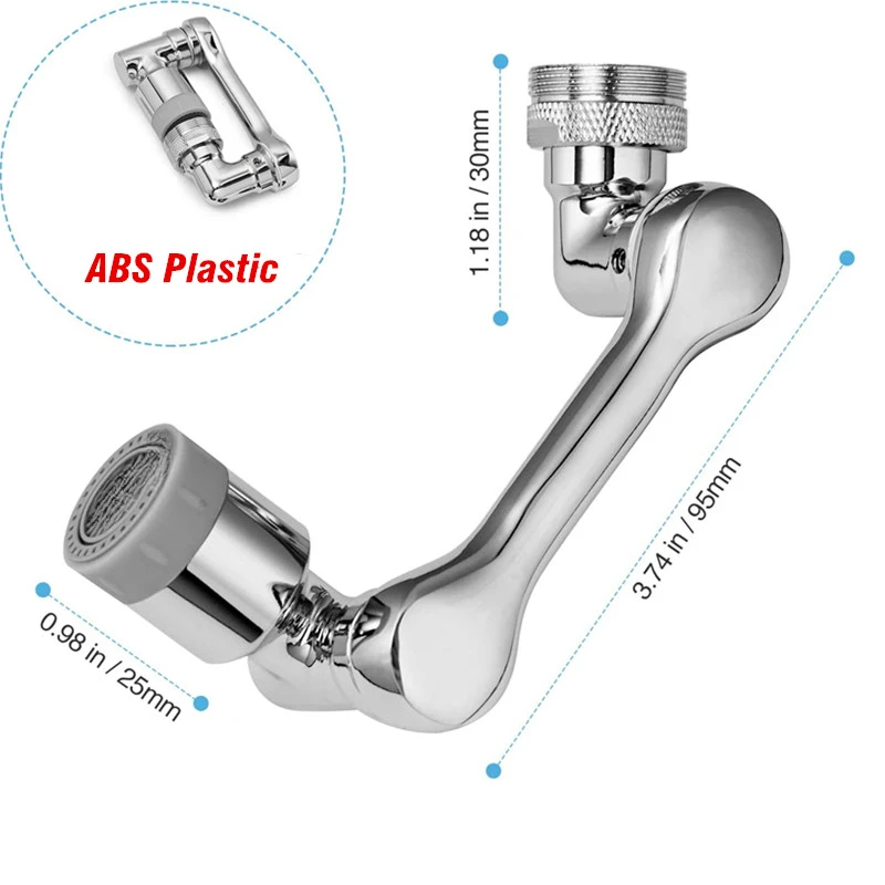 Aireador Universal giratorio de 1080 ° para grifo, extensor de filtro de salpicaduras de plástico, boquilla de burbujeador, brazo robótico para