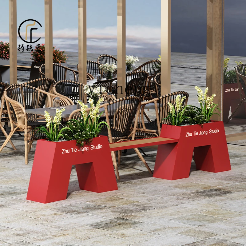 

A1 wrought iron flower box seat combination outer pendulum commercial street sales office partition flower pot seat