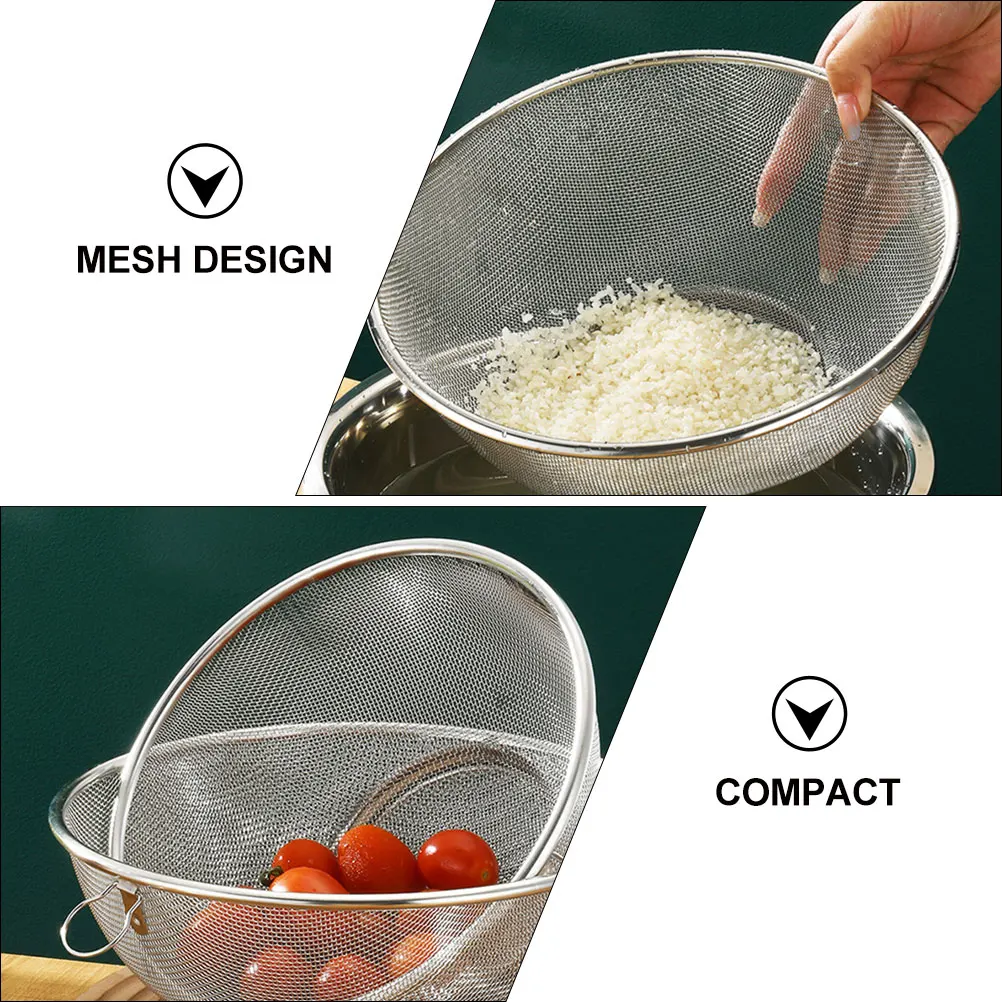 

Colander Drain Basket Sink Strainer Bowl Stainless Steel Mesh Fruit Drainer Kitchen Utensils Silver