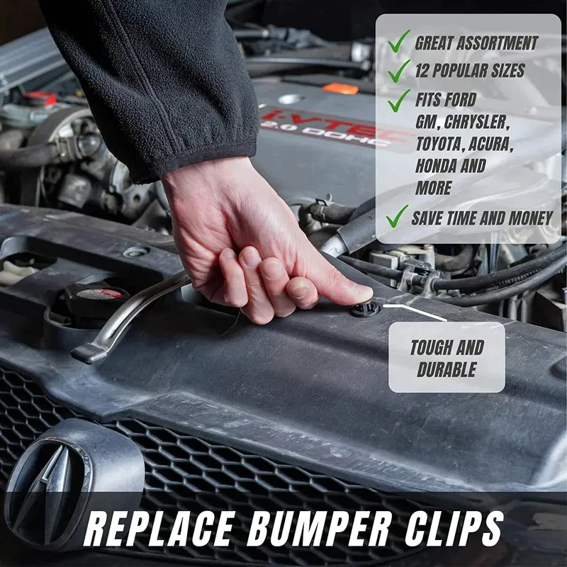 100PCS Plastic Bumper Rivet Clips, Auto Fastener Retainer for GM Ford Toyota Honda Chrysler image 4