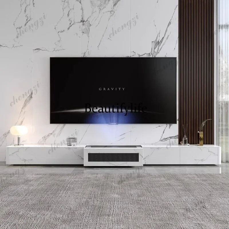 R Slate simple modern hidden laser TV cabinet electric telescopic smart projector cabinet