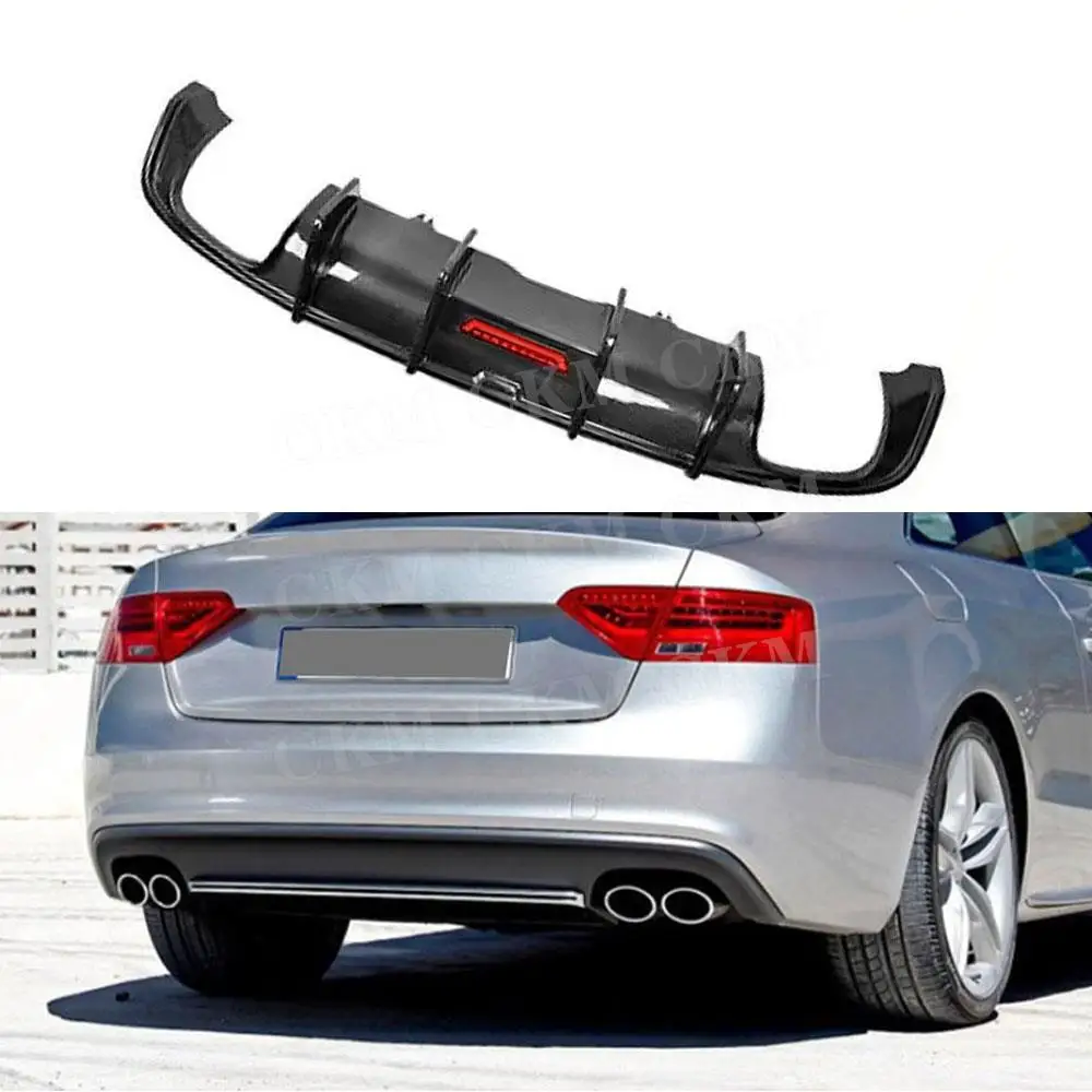 Carbon Fiber Rear Bumper Diffuser Lip Spoiler for Audi A5 Sline S5 2012 2013 2014 2015 2016 FRP Black Car Body Kit Accessories