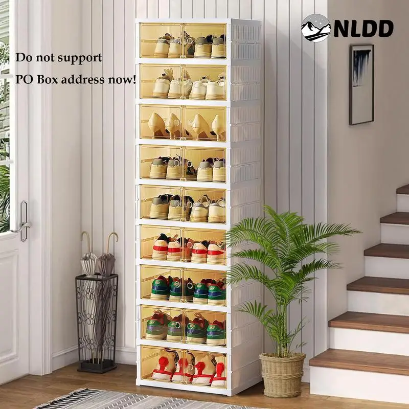 NLDD's 9-Tier Space-Optimizing Shoe Storage: Clear, Collapsible System for 18 Shoes, Closet-Friendly & Area-Efficient–Expandable