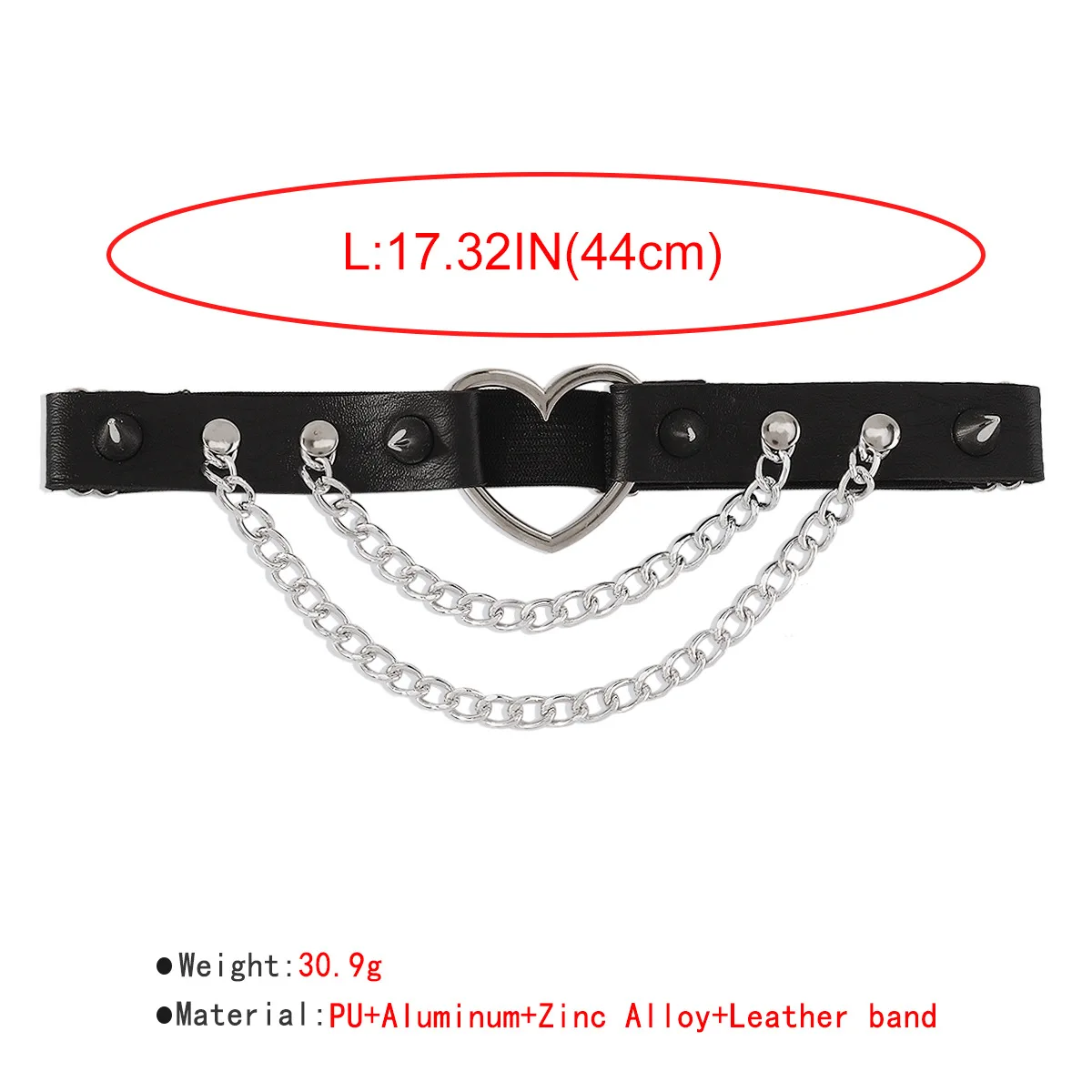 Sexy Leg Chain Leather Elastic Spiked Leg Harness For Women Girls Goth Heart Thigh Garter Belt Rave Body Jewelry
