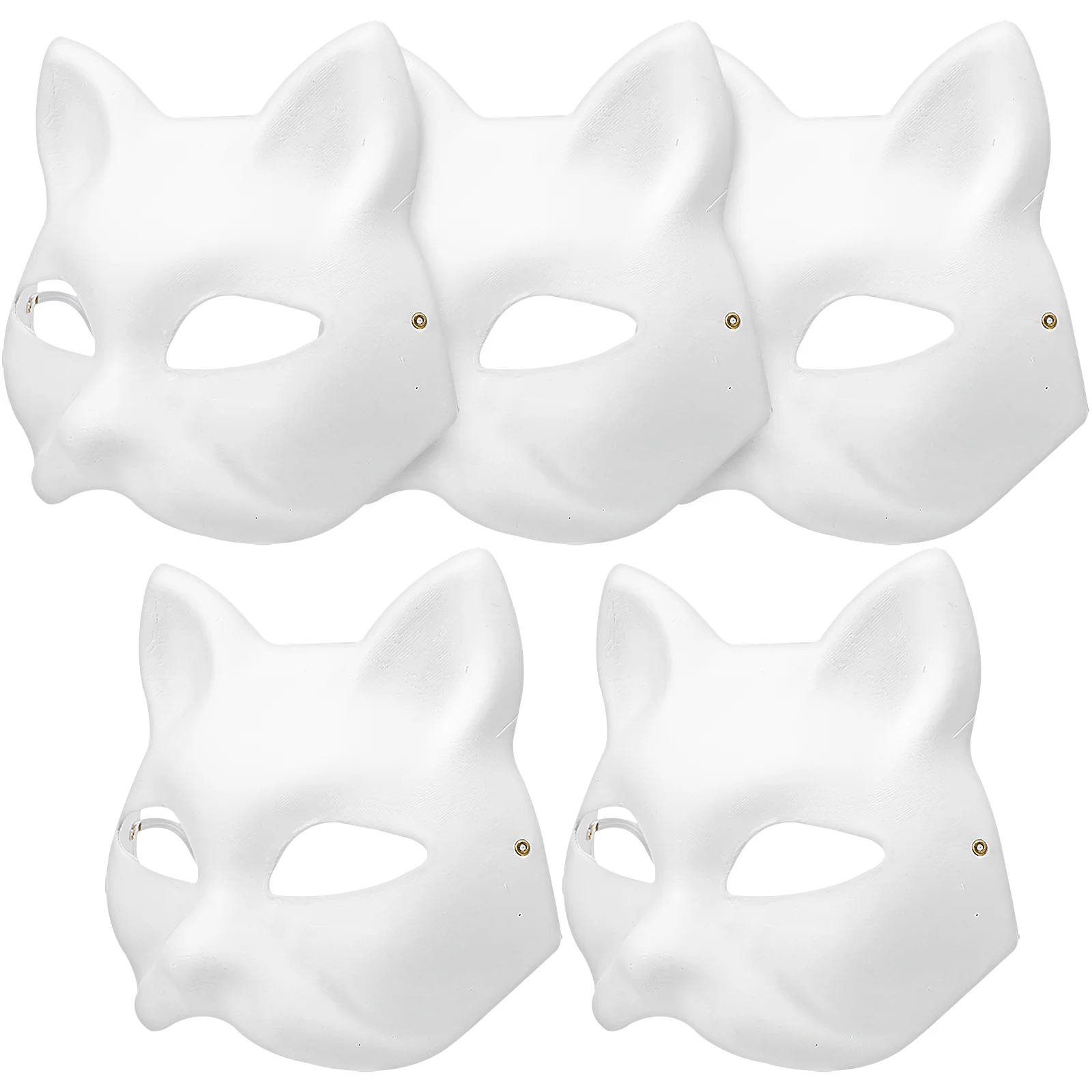 5 Pcs White Paper Prom Cat Face Mask Child Halloween Masks Plain with Elastic Scratching Posts for Women DIY image 4