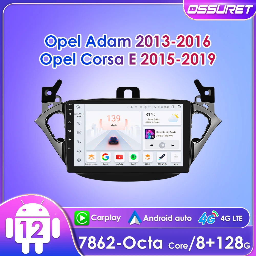 

9" Ossuret 2Din Android Car Radio for Opel Adam 2013 - 2016 Corsa E 2015 - 2019 Multimedia Navigation GPS DSP RDS BT 4G CarPlay