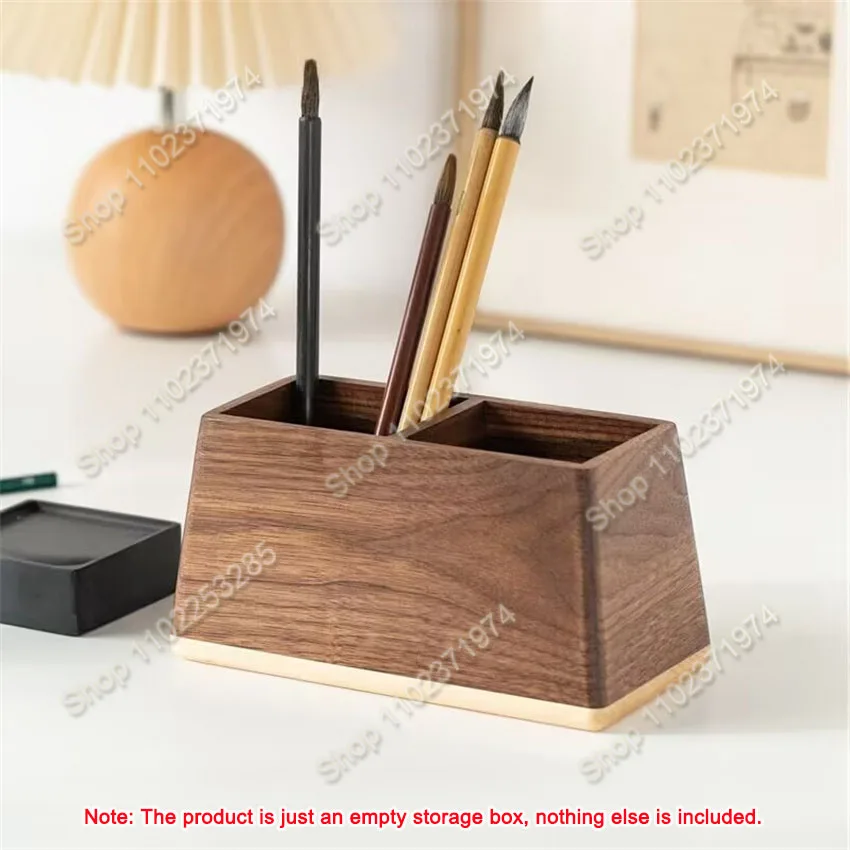 Black Walnut Wood Desktop Makeup Brush Storage Box Dressing Table Finishing Box Pen Storage Cartridge Holder