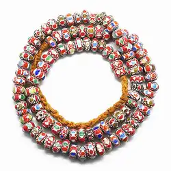 Nepal Handmade Acient Glass Colorful Rainbow Disk Beads Strand Tibetan Lampwork Beads TSB0003