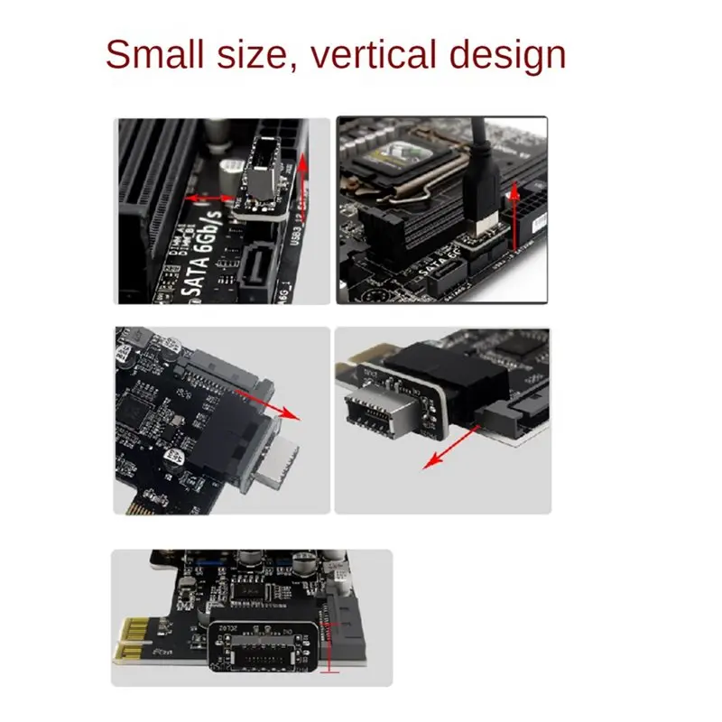 T24C 3X USB Front Panel Adapter USB3.0 19PIN/20Pin To Type-E Female Adapter Internal Vertical Connector