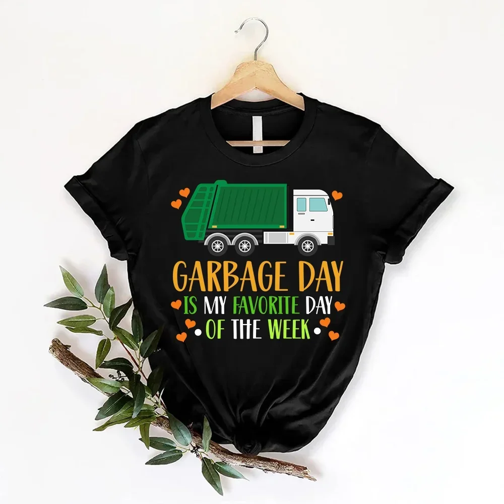 Garbage Day Is Favorite Trash Truck Kids Boys Toddlers Gift T-Shirt Recycle Tee Short Sleeve Outfits vintage new in tops & tees