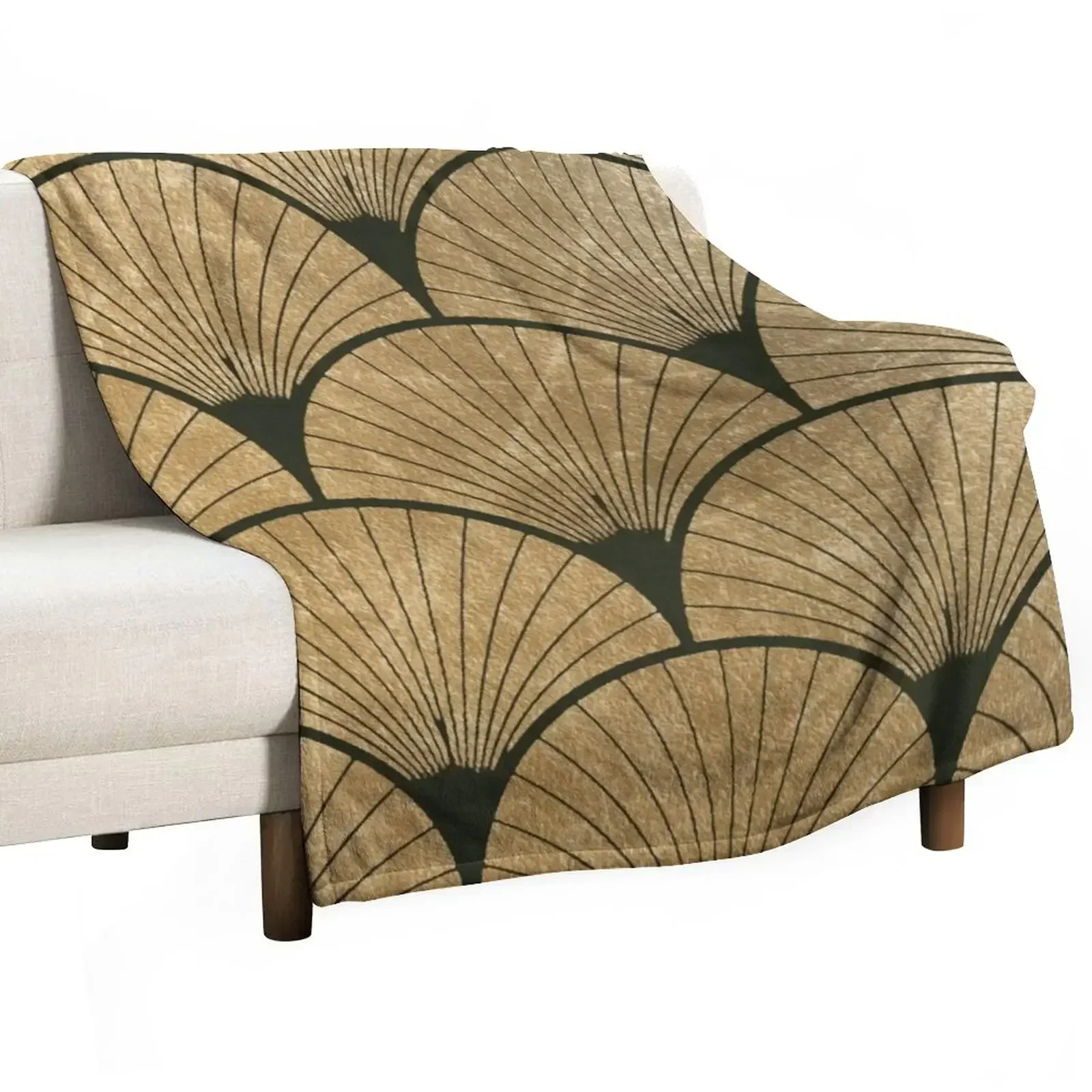 

Art Deco elegance - golden fan Throw Blanket blankets and throws Beach Hair Blankets