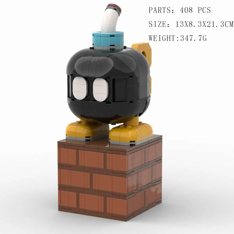

408-компонентная модель строительного блока MOC большого человечка-бомба, включая основу, персонажи мультфильмов, детские игрушки и подарок на день рождения