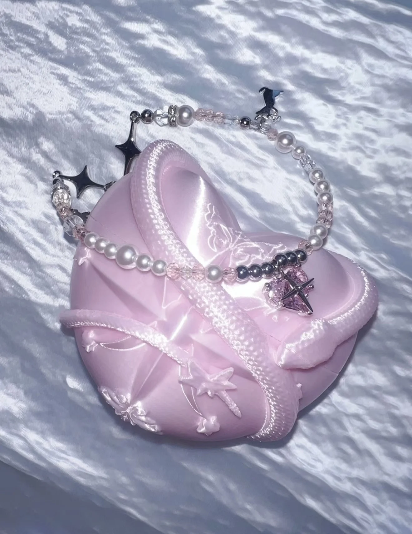 white-and-pink-snake-heart-shaped-earphone-cases-suitable-for-airpods-series-original-design-with-silk-like-smooth-surface