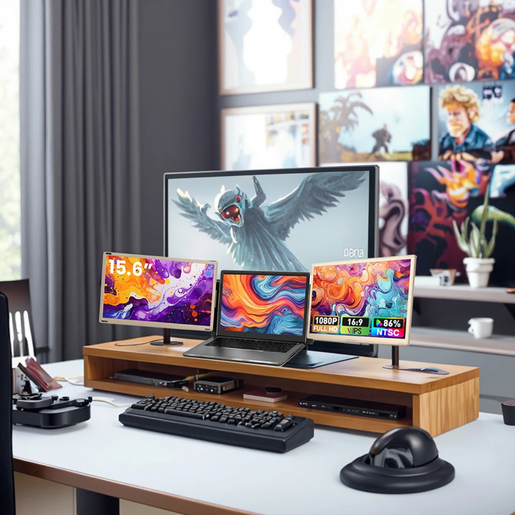 

15.6" Foldable Dual Screen Extender S6 LCD Screen Monitor Ultra-Portable Laptop Companion for Windows/MacBook