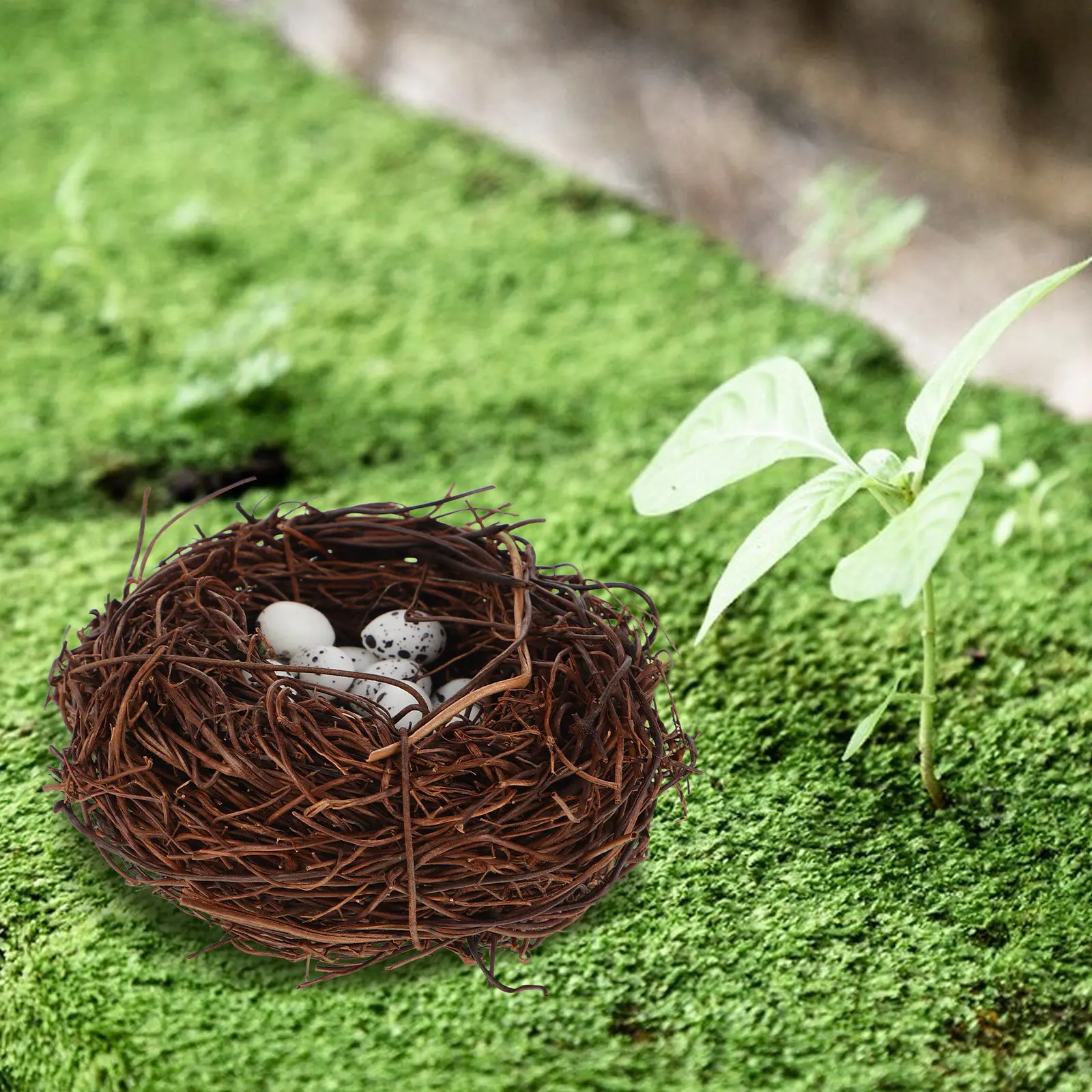 

20pcs Mini Artificial Bird Nest Faux Eggs Natural Twig Rattan Design Easter Garden Decor Yard Table Centerpiece Birds Nest