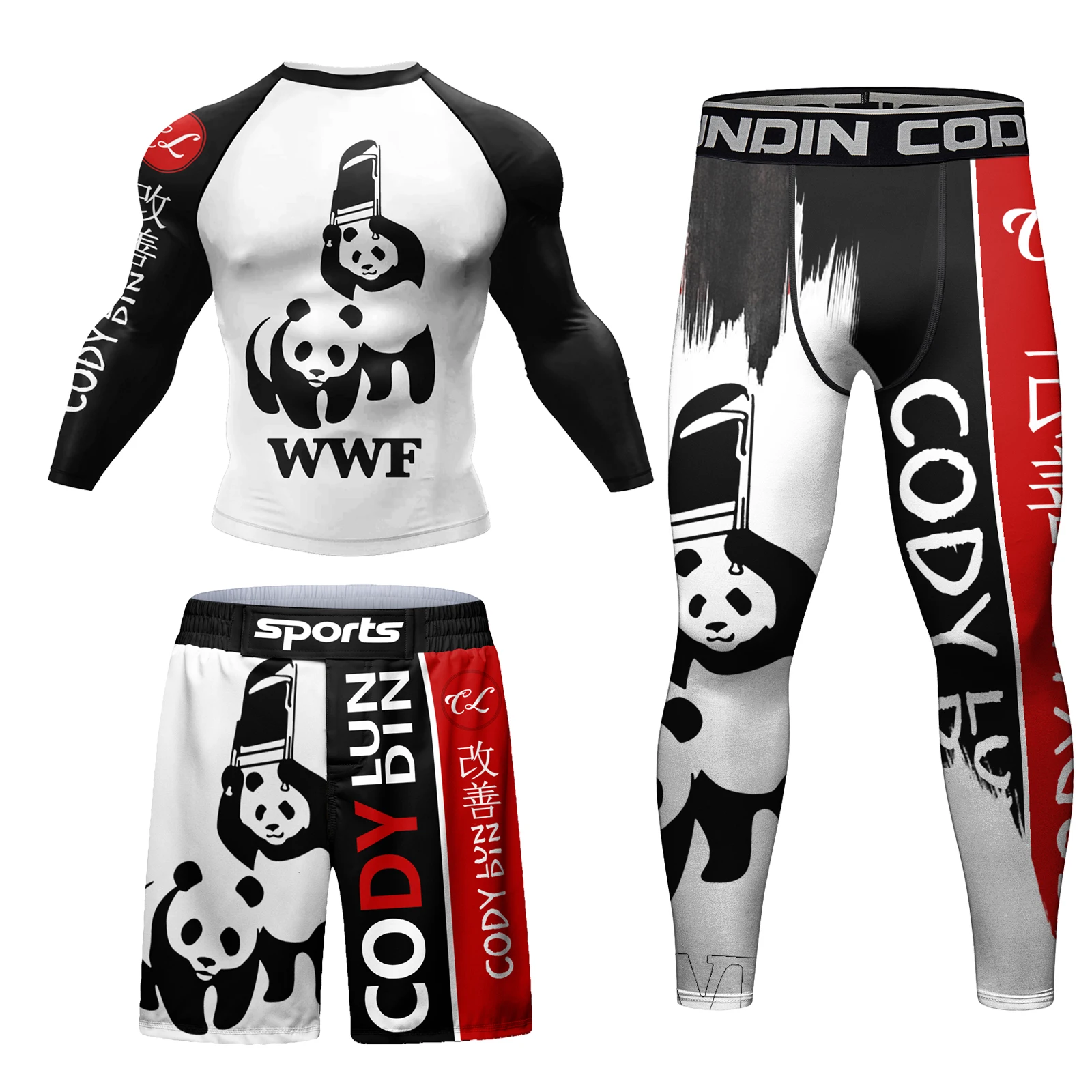 Wholesale Fighting Set MMA Rashguard BJJ Sports Shirt Kick Boxing Tight T-Shirt+Pants MMA Shorts Muay Thai Clothing Sportsuits