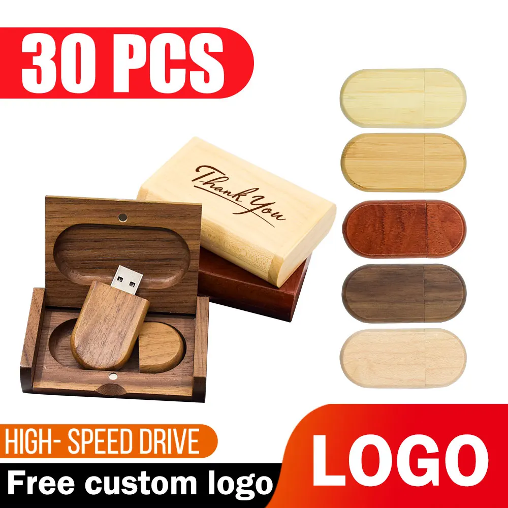 

30Pcs/lot Wooden with box usb 2.0 flash drive 128gb keychain pen drive 64gb laser engraving memory stick 32gb 16gb 8gb 4gb
