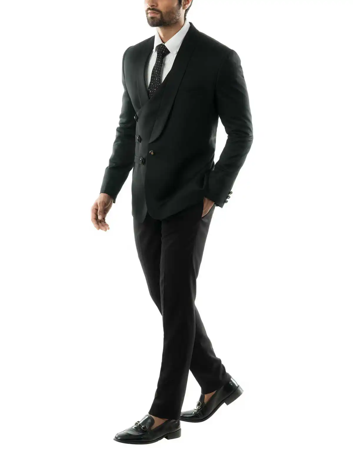 Designer Wedding Tuxedos Shawl Lapel 2 Pcs Jacket Pants Men Suit Handsome Double Breasted  Evening Blazers Customized