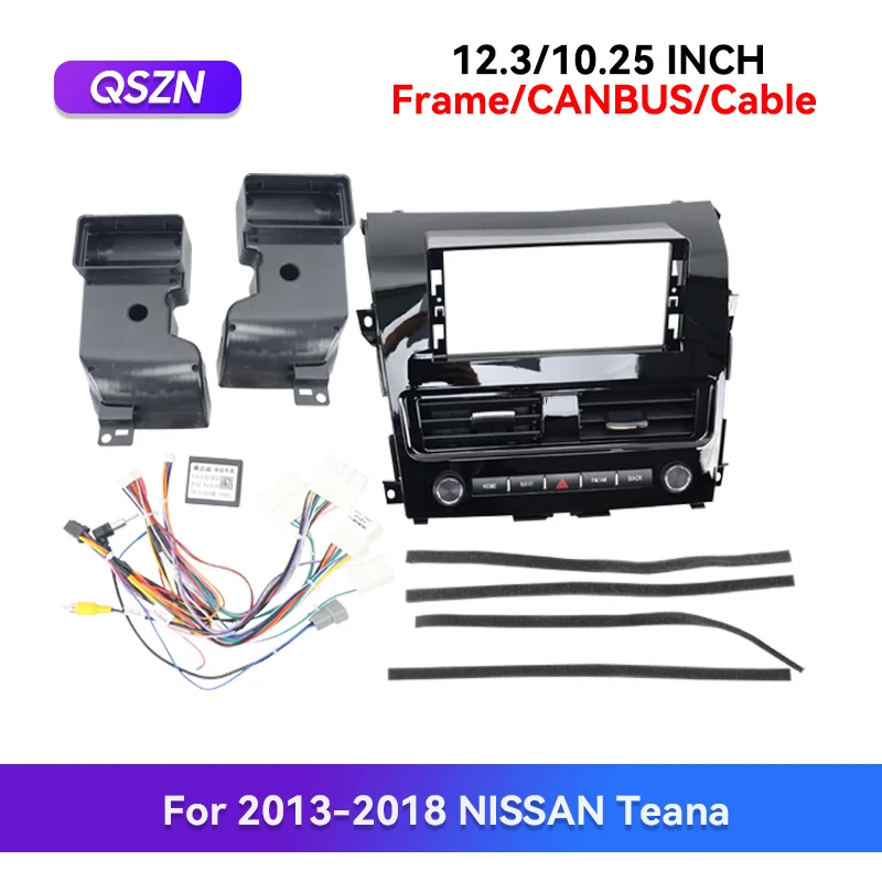 

QSZN 12.3/10.25INCH For 2013-2018 NISSAN Teana Car Control Fascia Audio Frame Radio Stereo Panel Harness Power Cable Kit