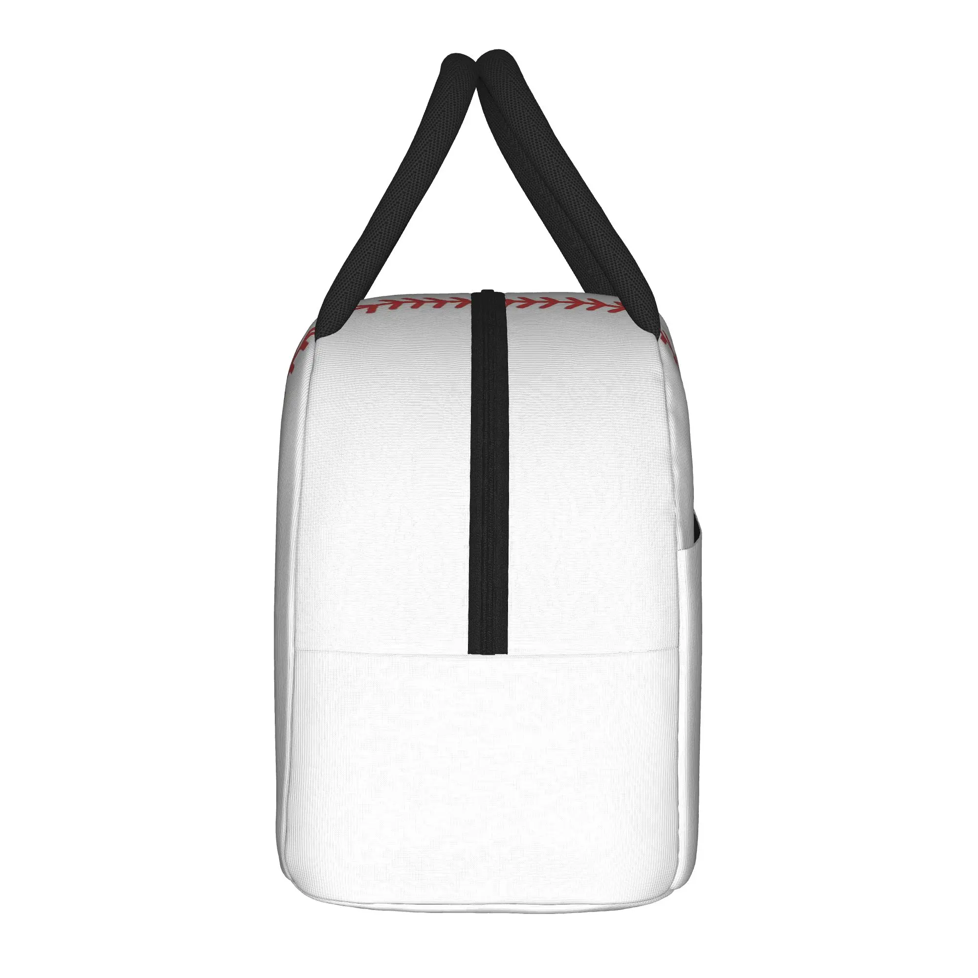 Baseballism Red Stitching Baseball Insulated Lunch Bag Cooler Bag Reusable,Meal Container  Large Lunch Box Tote Bento Pouch