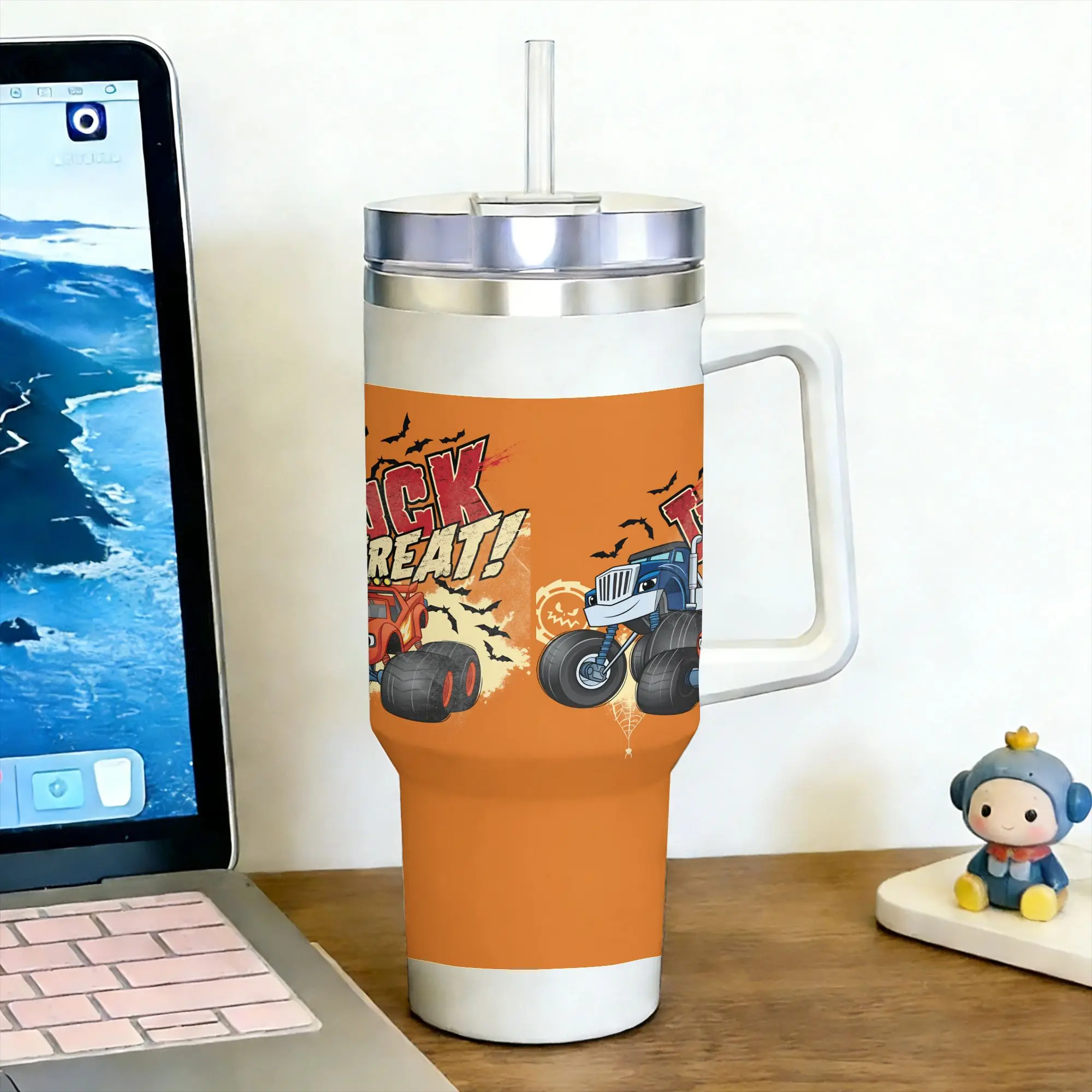 Large B-Blaze and the Monster M-Machines Tumbler  Cold and Hot Heat Preservation Water Bottle Stainless Steel Beach Coffee Mug,