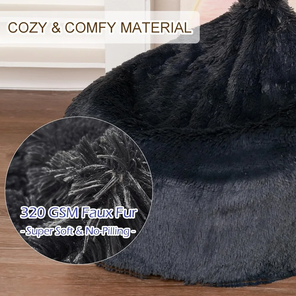 子供と大人のための快適なぬいぐるみビーンバッグチェアカバー - 詰め物なしのふわふわレイジーソファカバー