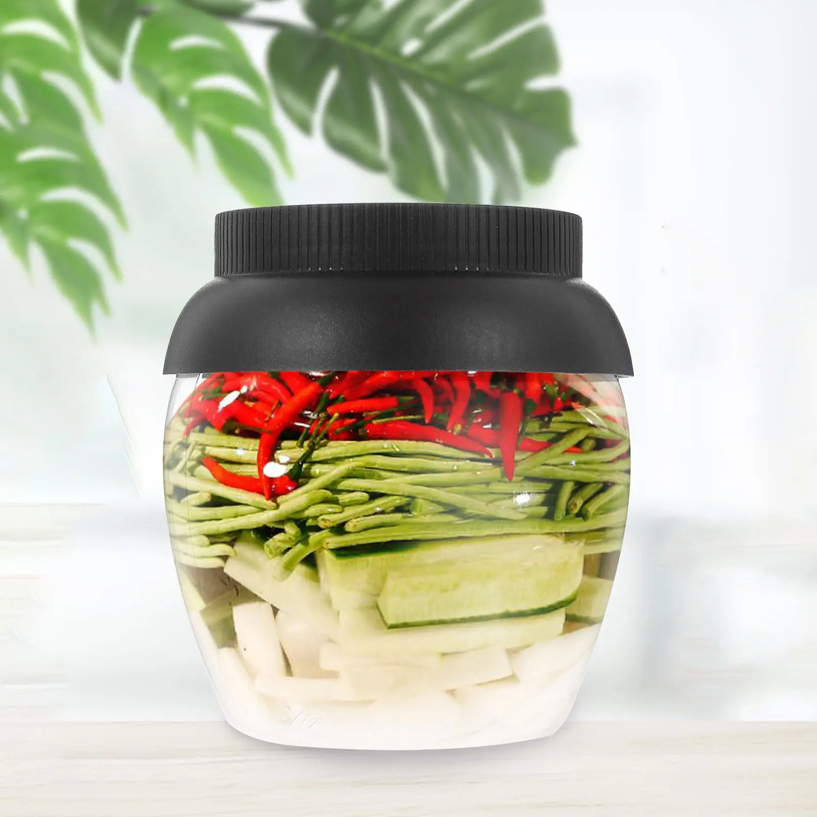 2Pcs Compact Food Grade Plastic Pickle Jar Small Space Saving Fermenting Container for Kimchi Onions Cabbage Beetroot Pickling - view 6