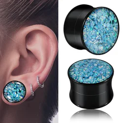 1PC Stainless Steel Broken Opal Ear Expanders Gauges Solid Waist Drum Ear Plugs Tunnels Body Piercing Jewelry 6-16mm