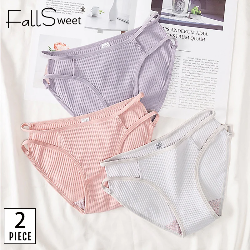 

FallSweet 2PCS/Pack Women Cotton Panties Sexy Female Underwear Solid Color Low Waist Panty Seamless Hollow Out Lingerie