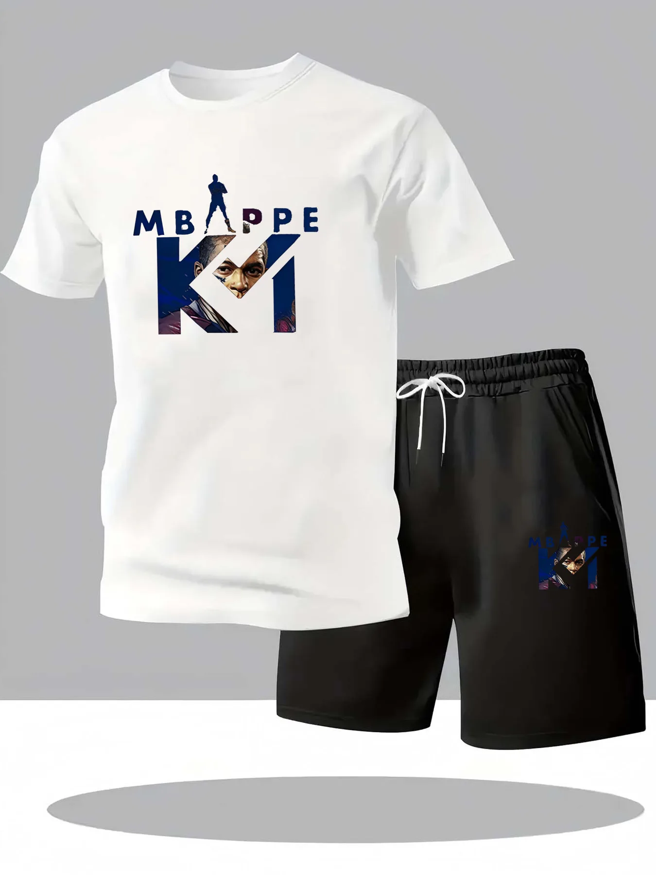 

Men's round-neck pullover + sports shorts 2-piece set summer new casual short-sleeved T-shirt set, fashionable outdoor men's
