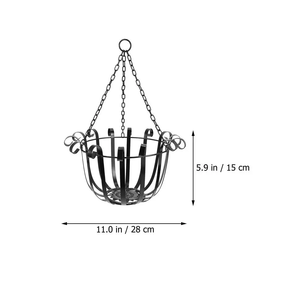 Iron Hanging Flowerpot Basket Outdoor Plant Holder Garden Decorative Storage Rack for Home Garden Supplies