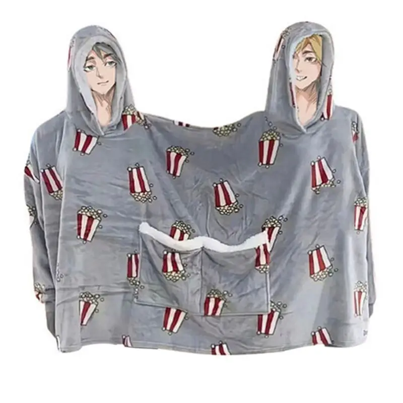 

Innovative Popcorn Double Pajamas,Niche Design, Warm And Intimate One-Piece Home Clothes, Drama Blanket Durable Easy To Use Gray