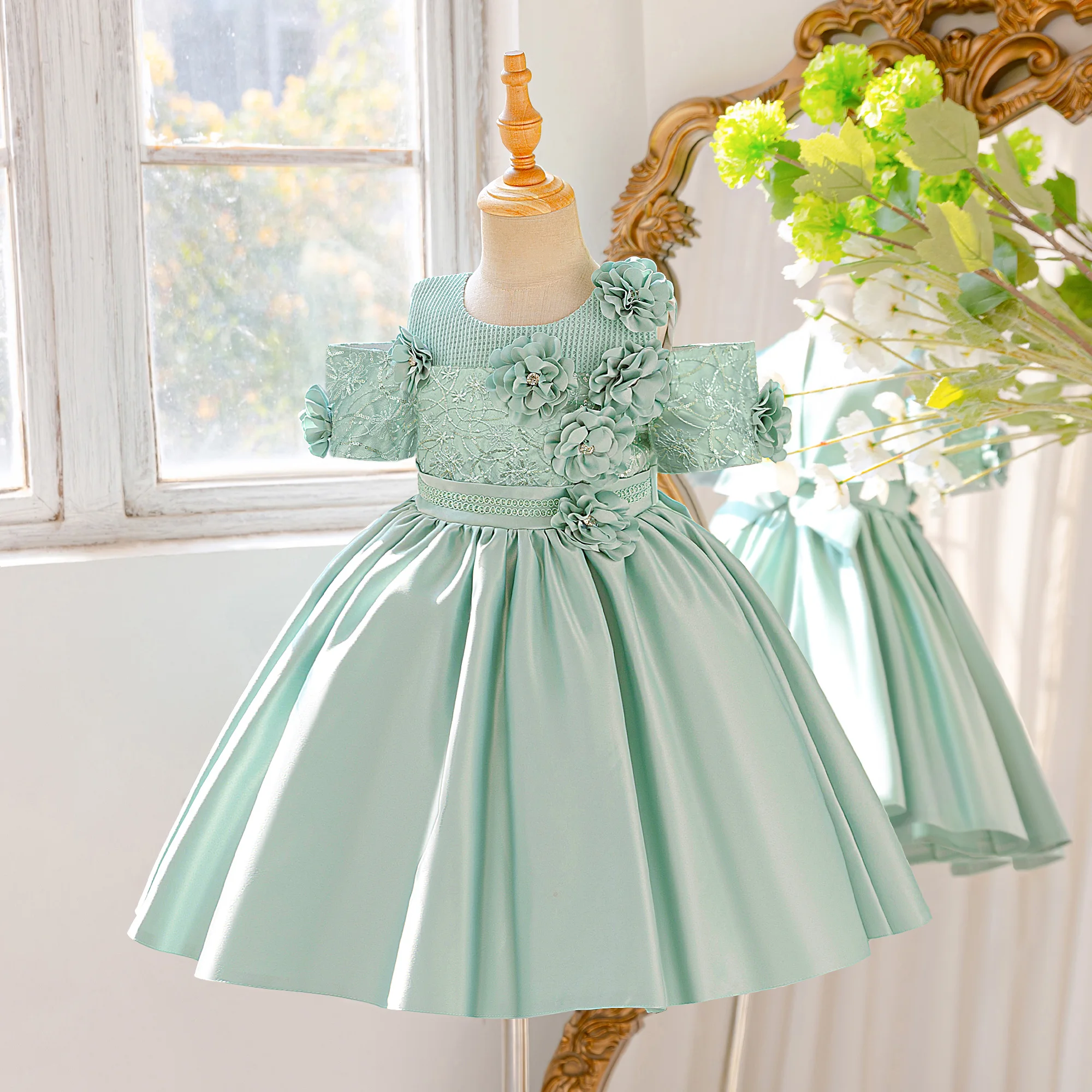 Summer Flower Party Girls Dress Elegant Wedding Bridesmaids Princess Prom Dresses for Girl Baptism Birthday Evening Kids Clothes view 3