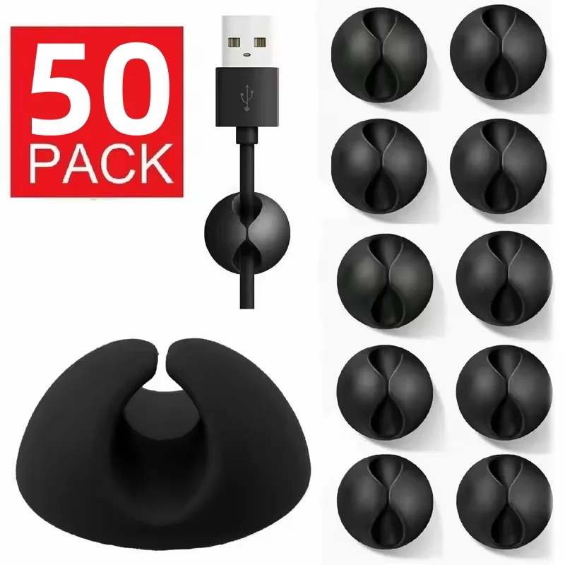 Cable Organizer Clip Self-Adhesive Cable Manager Drop Wire Holder Cord Management Fixed Clamp Wire Winder Desk Cable Fixed Clasp