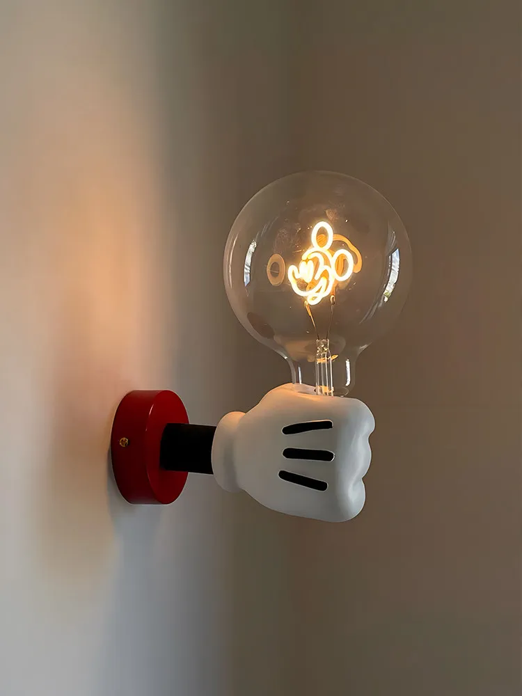 Cartoon Minimalist Wall Lamp Handheld Night Light for Kids Room Bedroom Creative Bedside LED Light Plastic White wall lights