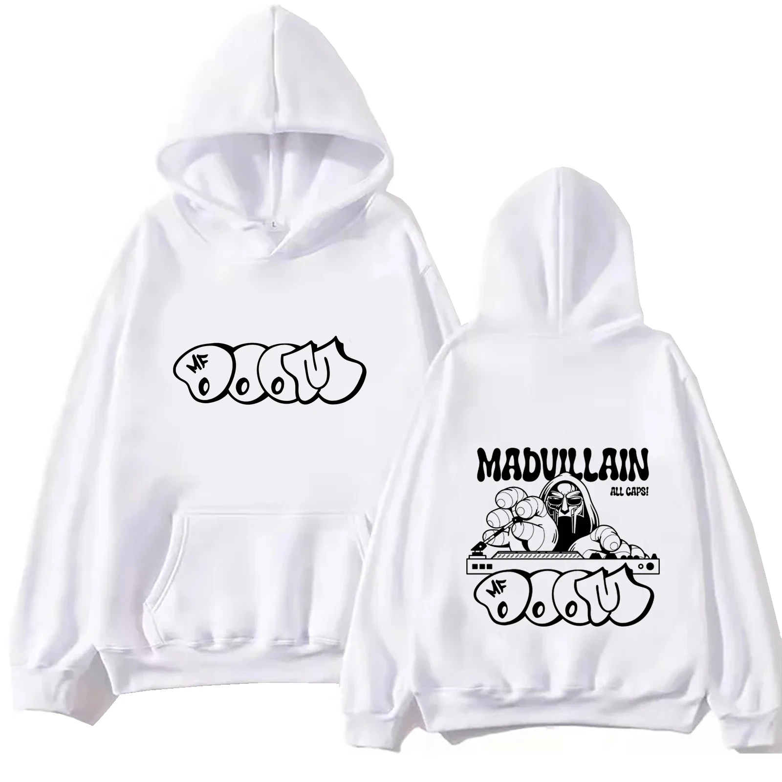 MF Doom Madvillainy All Caps 2024 Women and Man Music Fans Gift Long Sleeve Spring and Summer Casual Hoodie Printing