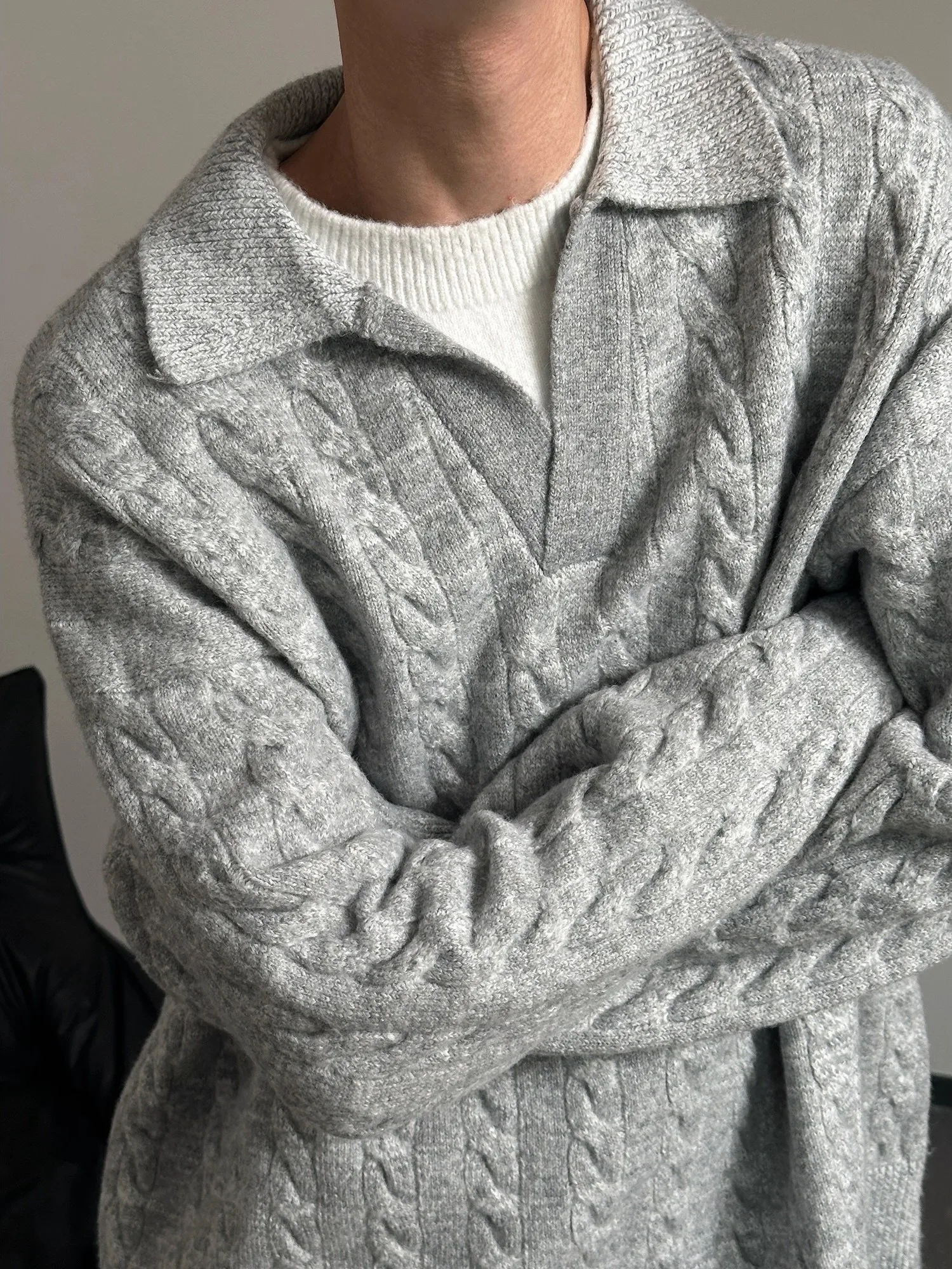 

Large Size Vintage Preppy Sle V-Ne Knit Sweater Men's Casual Loose Fit Soft een Fiber Youthful Trendy Winter Long Sve