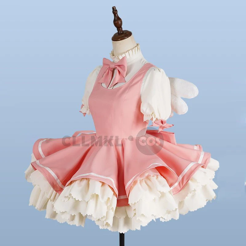 Kinomoto Sakura Cosplay Anime Card Captor Sakura Pink White Lolita Dress Cosplay Uniforms Halloween Clothing Role Play Costume