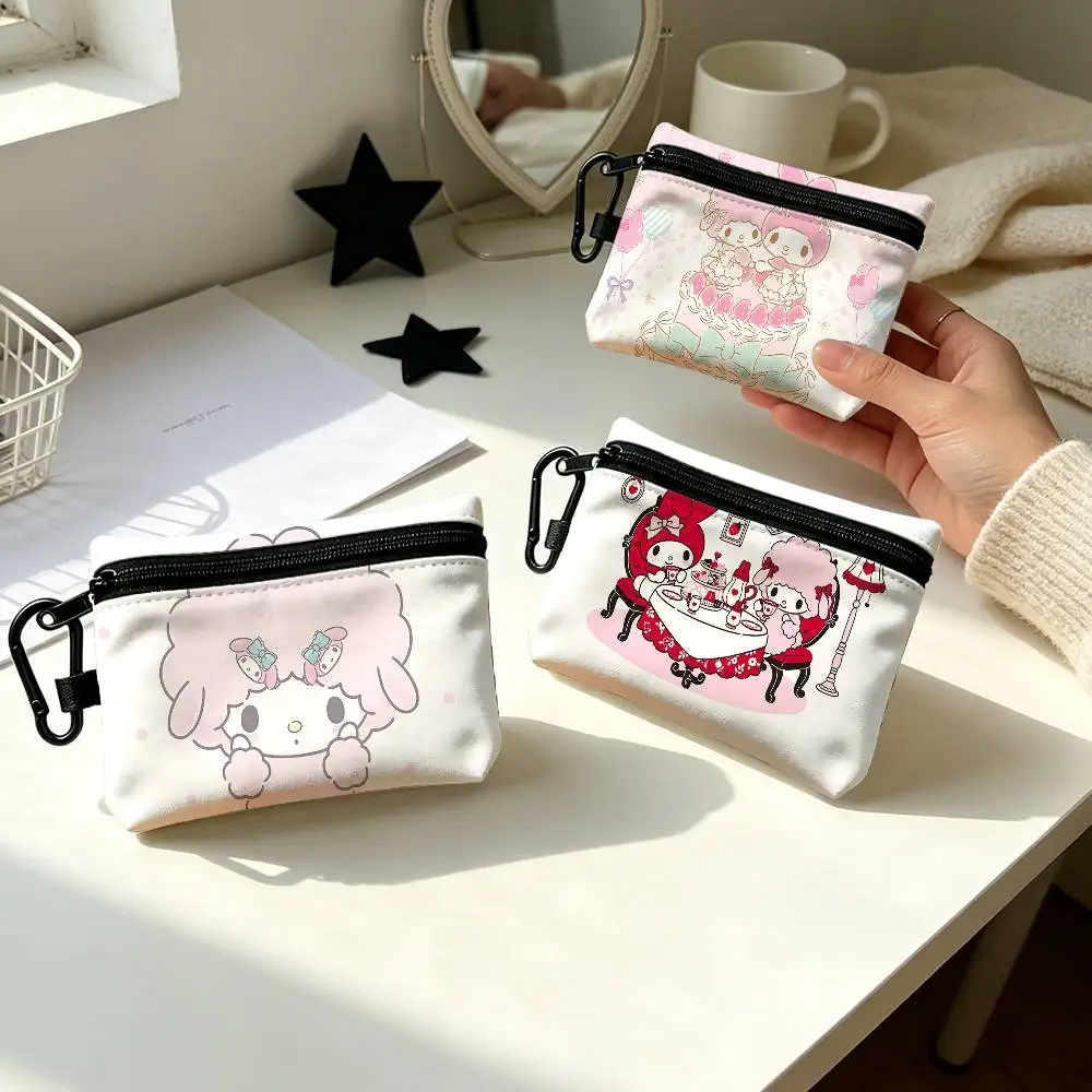 My Sweet P-Piano Portable Oxford Fabric Mini Wallet Carabiner Design Small Coin Bag For Cards Keys Earphones