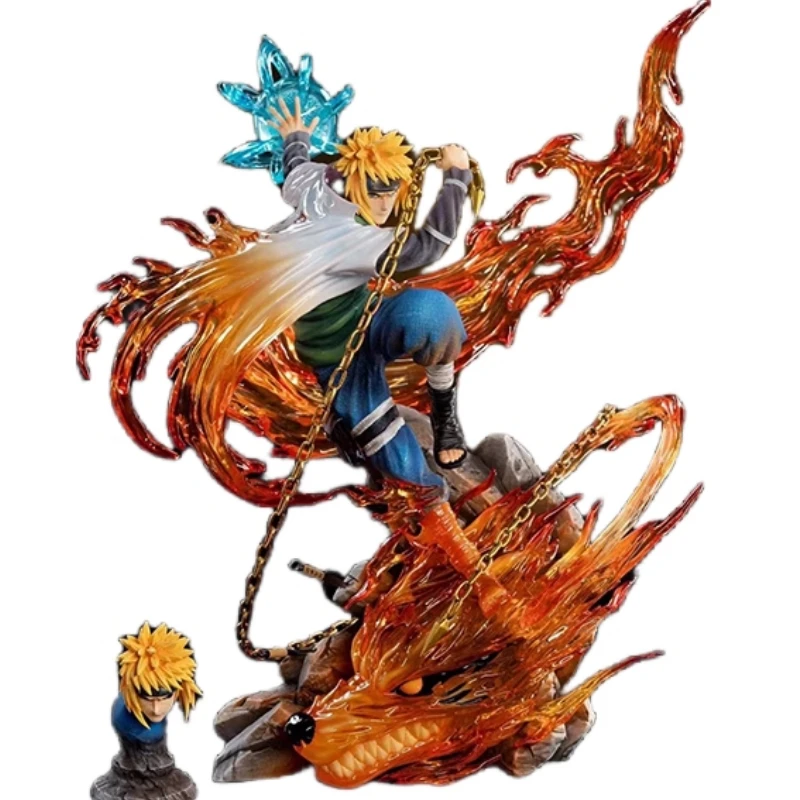 28Cm Resin Gk Naruto Namikaze Minato Double Headed Eagle Anime Action Figure Statue Ornament Model Garage Kit Doll Toys Gift