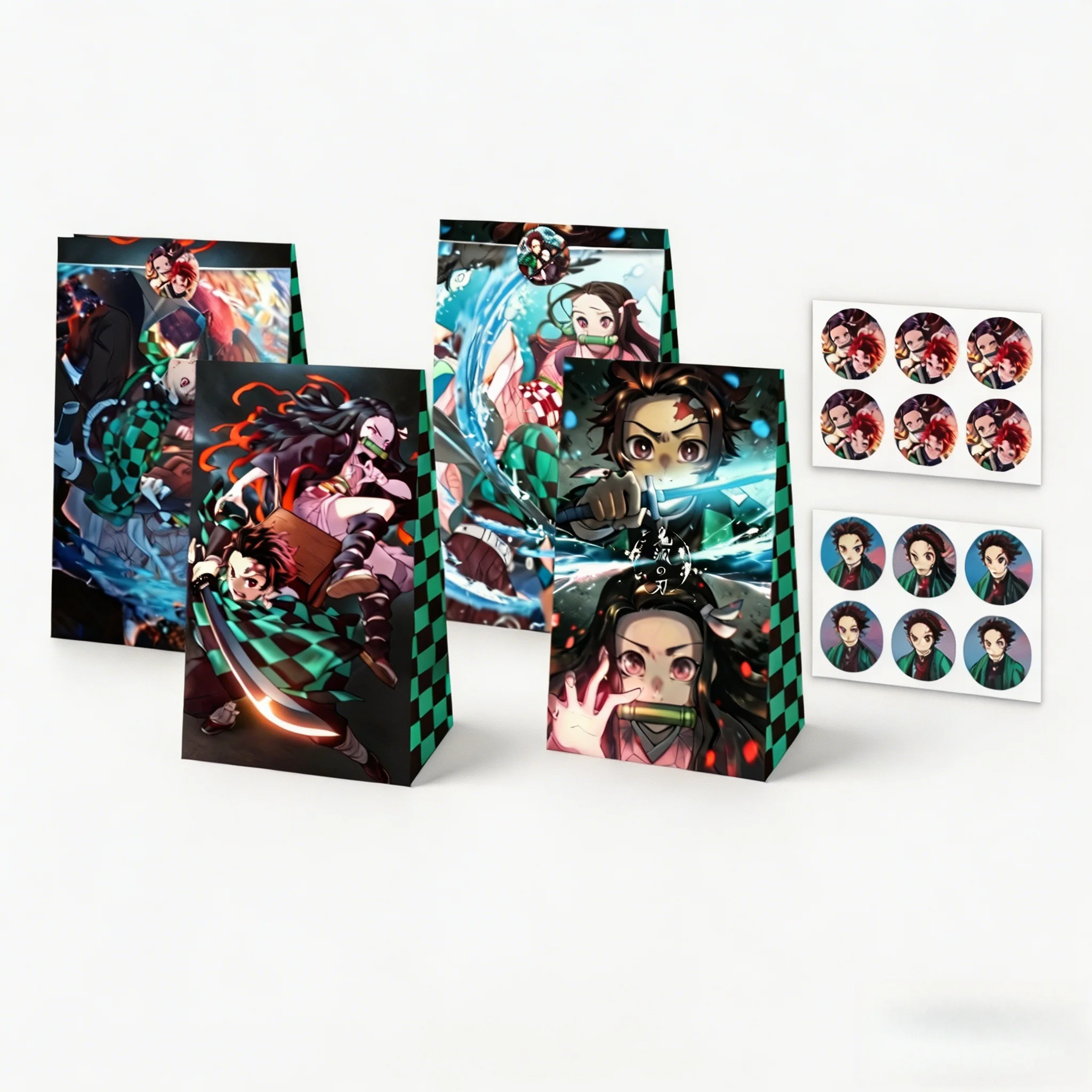 Demon Slayer Party-Geschenktüten-Set - Anime 'Demon Slayer' Geschenktüten mit Aufklebern, Party-Süßigkeitentüten, Dekorative Partyzubehör