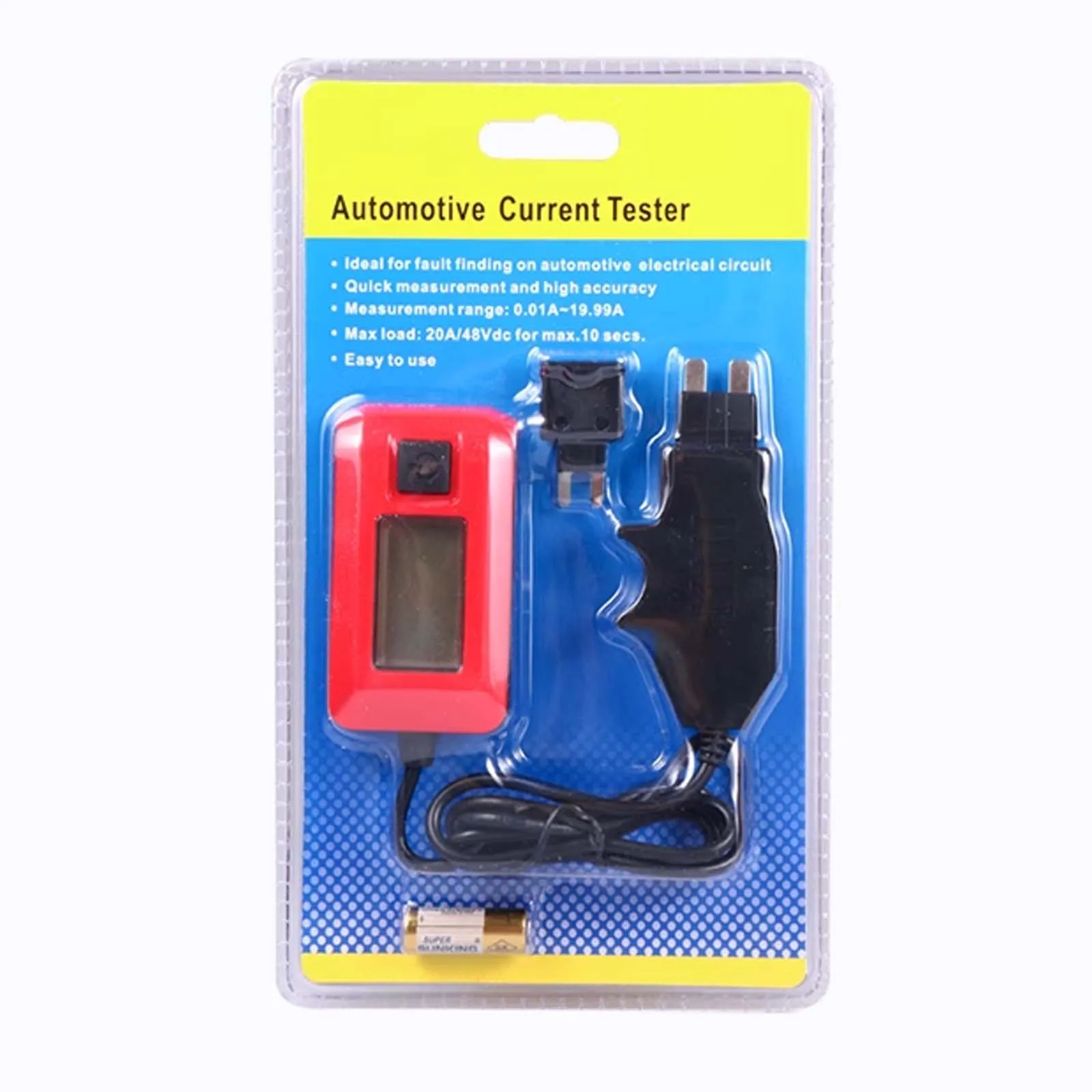 

12V 0.01~19.99A Car Fuse Tester, Automotive Circuit Current Diagnostic Tool Repair Detector Galvanometer Accessories