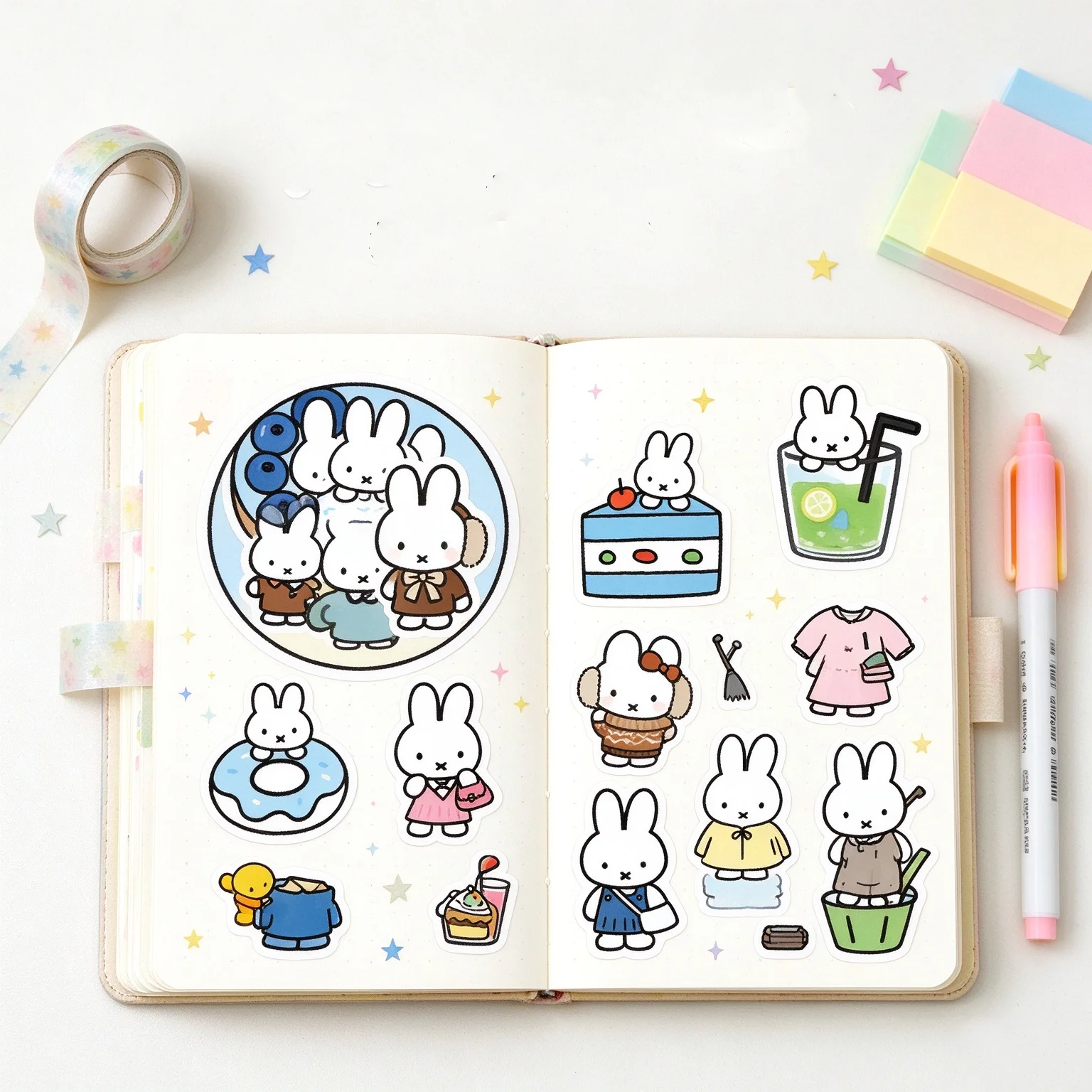 100pcs Cute Miffy Rabbit Stickers Kawaii Cartoon Waterproof Sticker for Laptop Water Bottle Phone Case Scrapbook Decal Gift