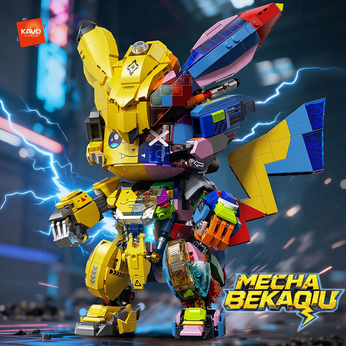 

KAVOWORLD 1505 PCS DIY Mecha Anime Building Blocks Set Light Up Action Figure Desk Ornament Gift for Boys Building Assembly Toys
